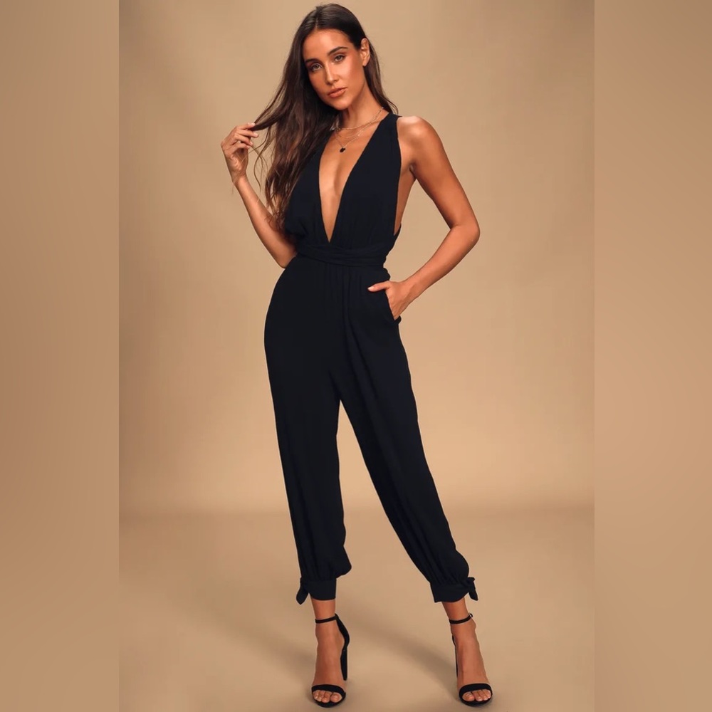 Lulus Lolinda Black Convertible Halter Jumpsuit
